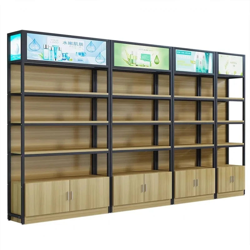 custom.Retail Wooden Steel Perfume Cosmetic Display Shelf Skincare Display Cabinet Shelves Exhibition Display Stand Rack