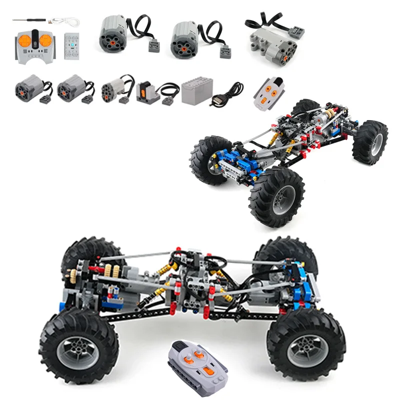 

4WD RC Car Chassis Climbing Vehicle Model Building Blocks With Suspension Shocks Compatible Motor Power Function Assembly Bricks