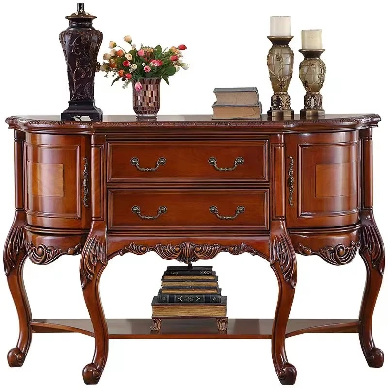 

Living room bedroom hotel or villa, handmade royal classical solid wood console table