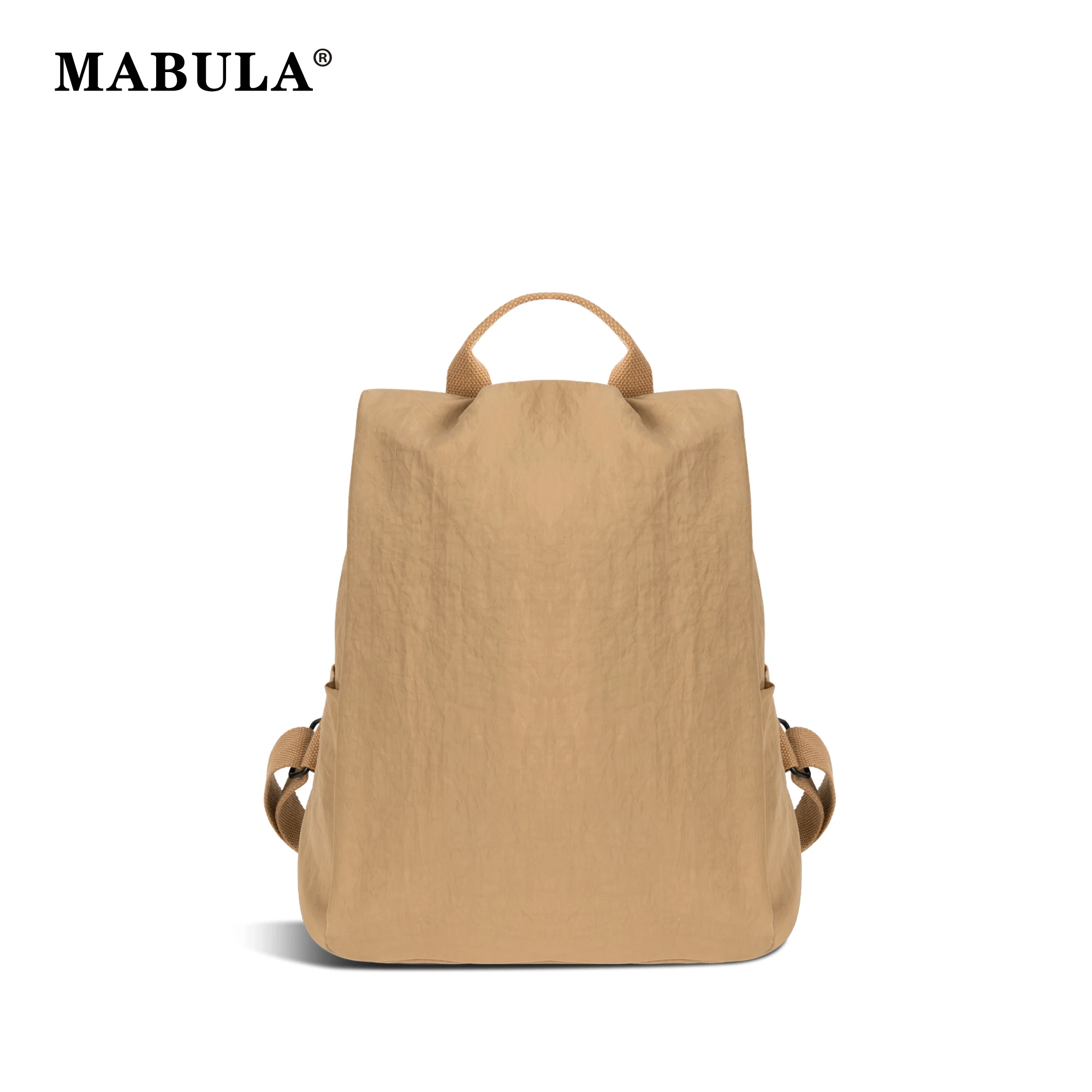 MABULA Simple Nylon Backpack Unisex Large Capacity Student Bookbag Solid Color Casual Practical Travel Pouch Outdoor Climb Bag