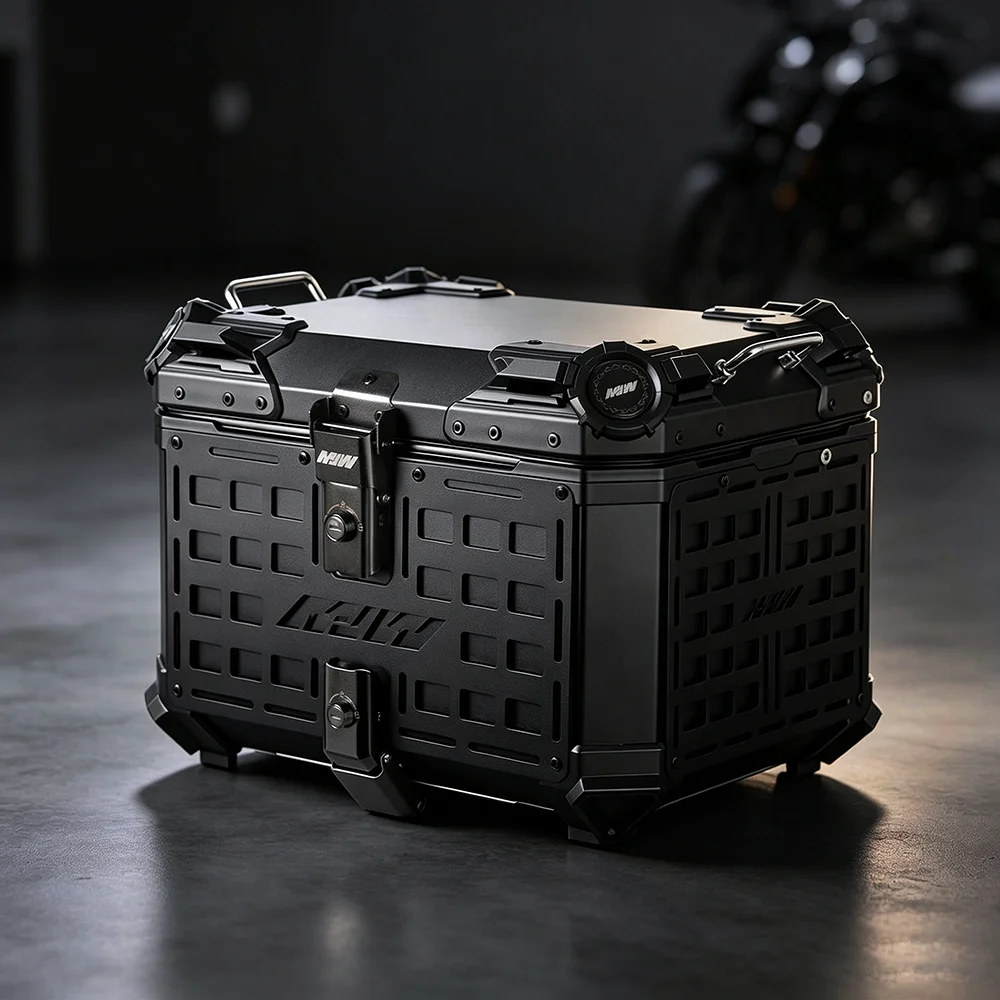 45L 55L Aluminum Motorcycle Tail Box With Safety Lock Anti-Theft Moto Top Case Universal Waterproof Rear Luggage Storage Box