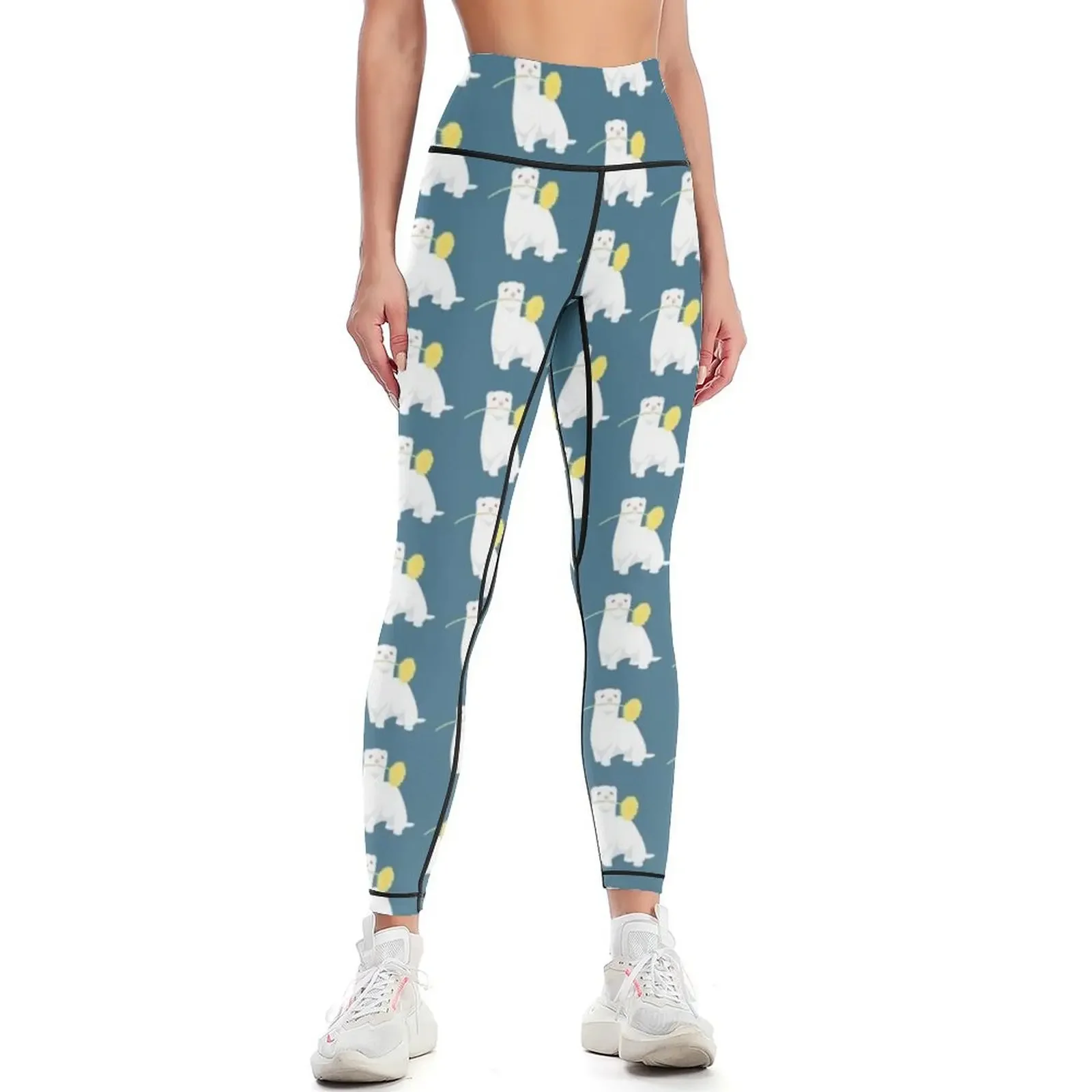 Cute albino ferret with dandelion flower Leggings for physical Golf wear workout shorts sports shirts gym Womens Leggings