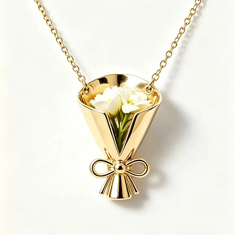 New Arrival Mini Bouquet Clavicle Chain Luxury Removable Flower Arrangement Pendant Necklace Trendy Women Jewelry