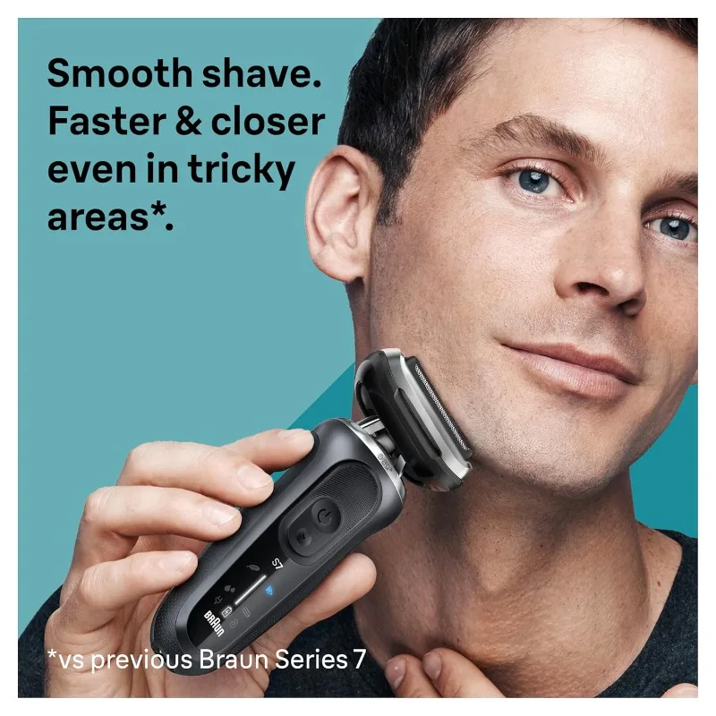 Braun Electric Shaver for Men, Series 7 7171cc, Wet & Dry Shave, Turbo & Gentle Shaving Modes, Waterproof Foil Shaver,Space Grey