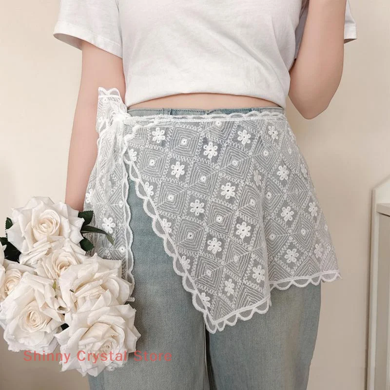

Spicy Girl Y2k Streetwear, Gauze Shawl, Layered Skirt, and Laced-Up Trousers with Matched Accessories