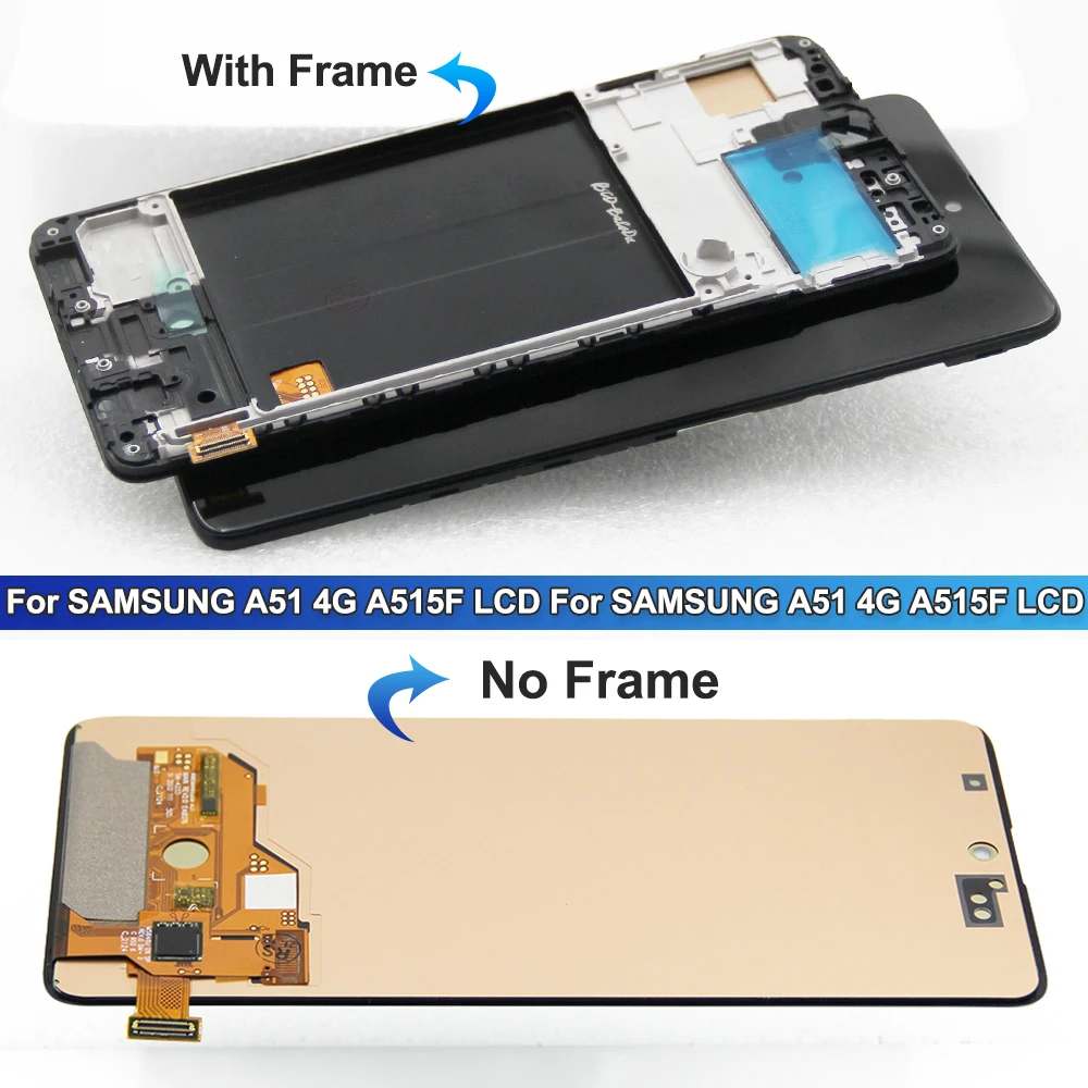 A51 Screen Replacement for Samsung Galaxy A51 A515 A515F A515F/DS Lcd Display Touch Screen with Frame Digitizer Assembly Parts