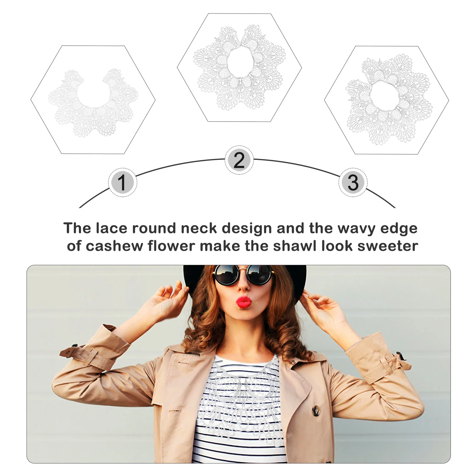 2 قطعة الدانتيل زين تموج الشكل المطرزة العنق طوق أبيض أنيق الأزهار تقليم DIY بها بنفسك الملابس ديكور الدانتيل طوق