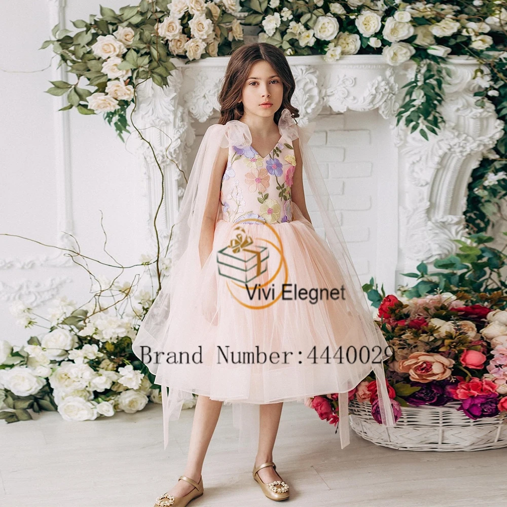 

Customized Cute Pink Flower Girl Dresses Soft Tulle Sleeveless Wedding Party Gowns for Birthday New 2025 Summer فساتين اطفال ل