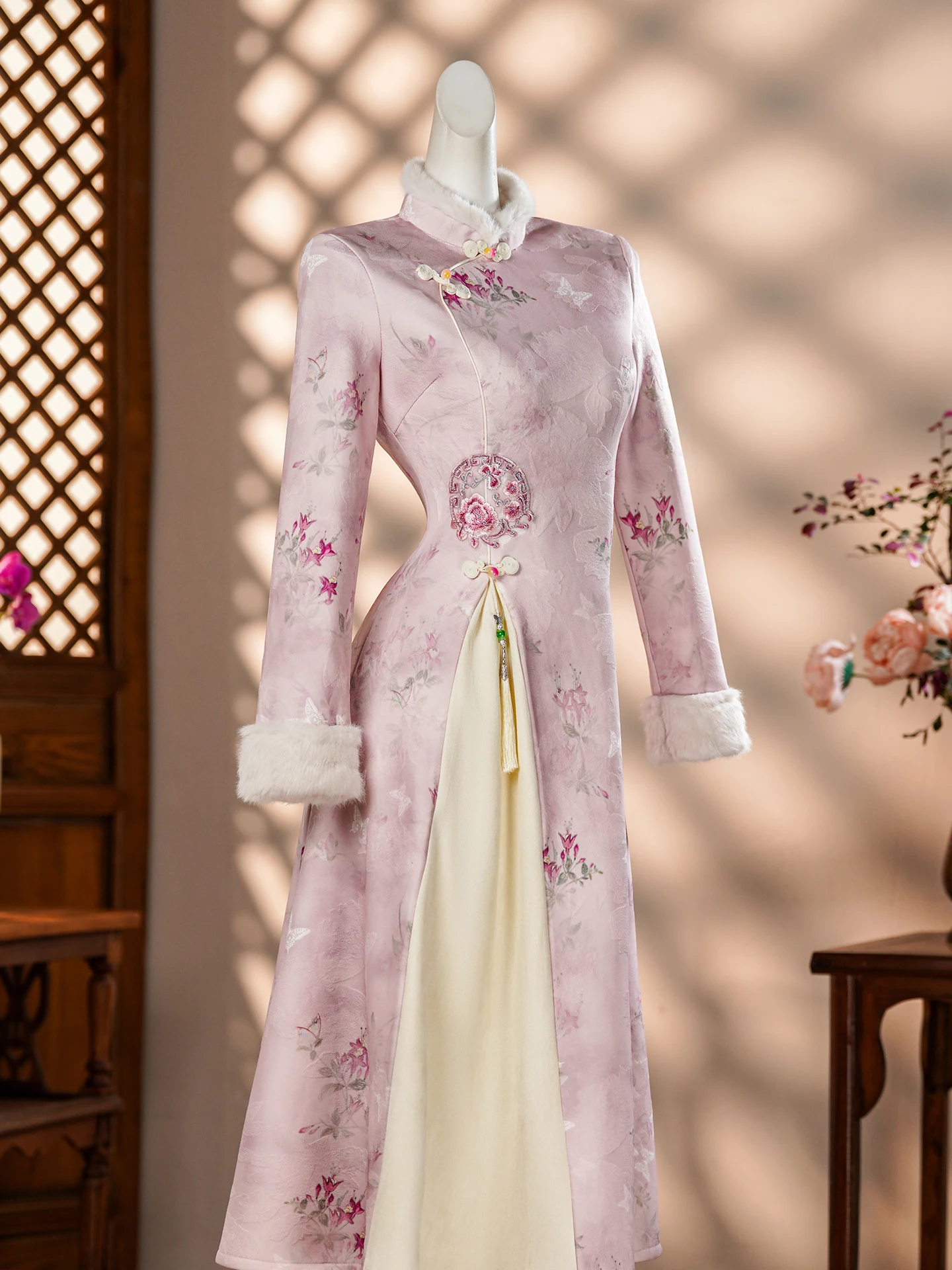 

Ретро-платье Dr. Young Sle с цветочным принтом, улучшенное, с завышенной талией, средней длины, с длинными рукавами, для подростков, цвет розовый.