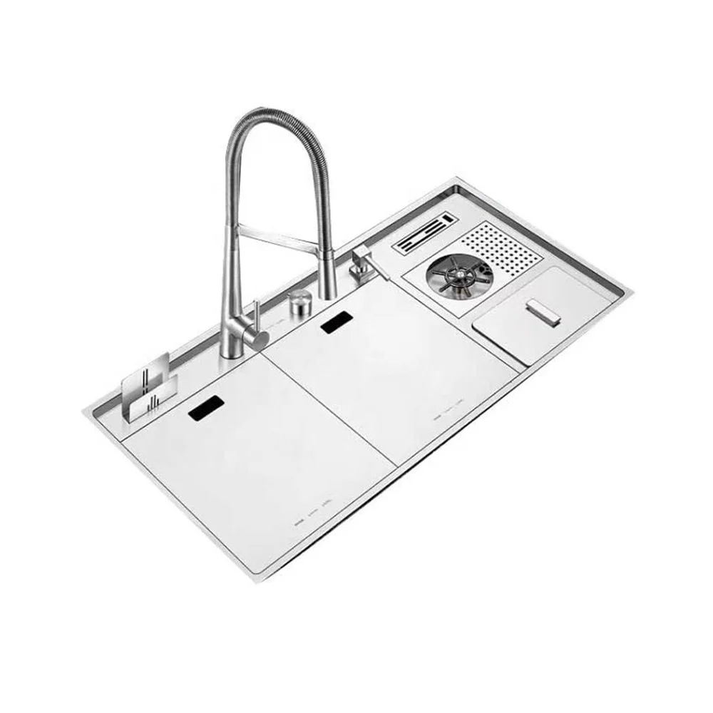 Picture 4: New Design Hidden Undermount SUS304 Brushed Double Bowl Kitchen Sink with Two Holes