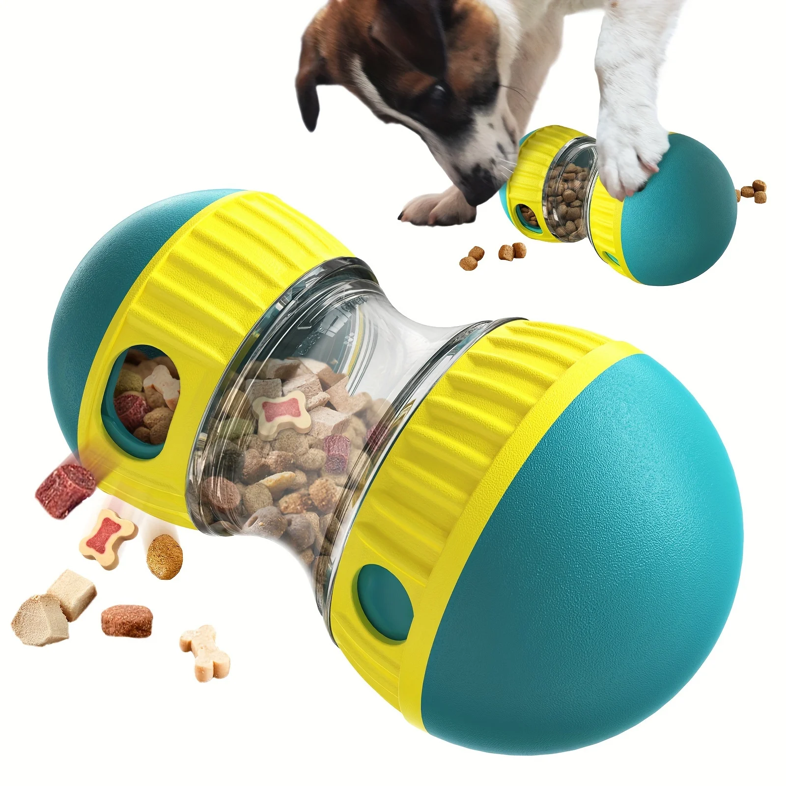 Interactive Slow Feeder Dog Toys Food Dispenser Increase Intelligence Elliptical Track Rolling Ball Sturdy Durable Pet Toys