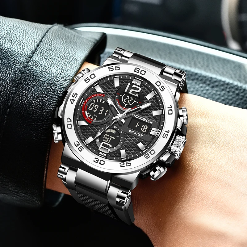 LIGE-reloj deportivo de cuarzo para hombre, cronógrafo Digital LED de marca superior de lujo, a la moda, de Gel de sílice, resistente al agua,