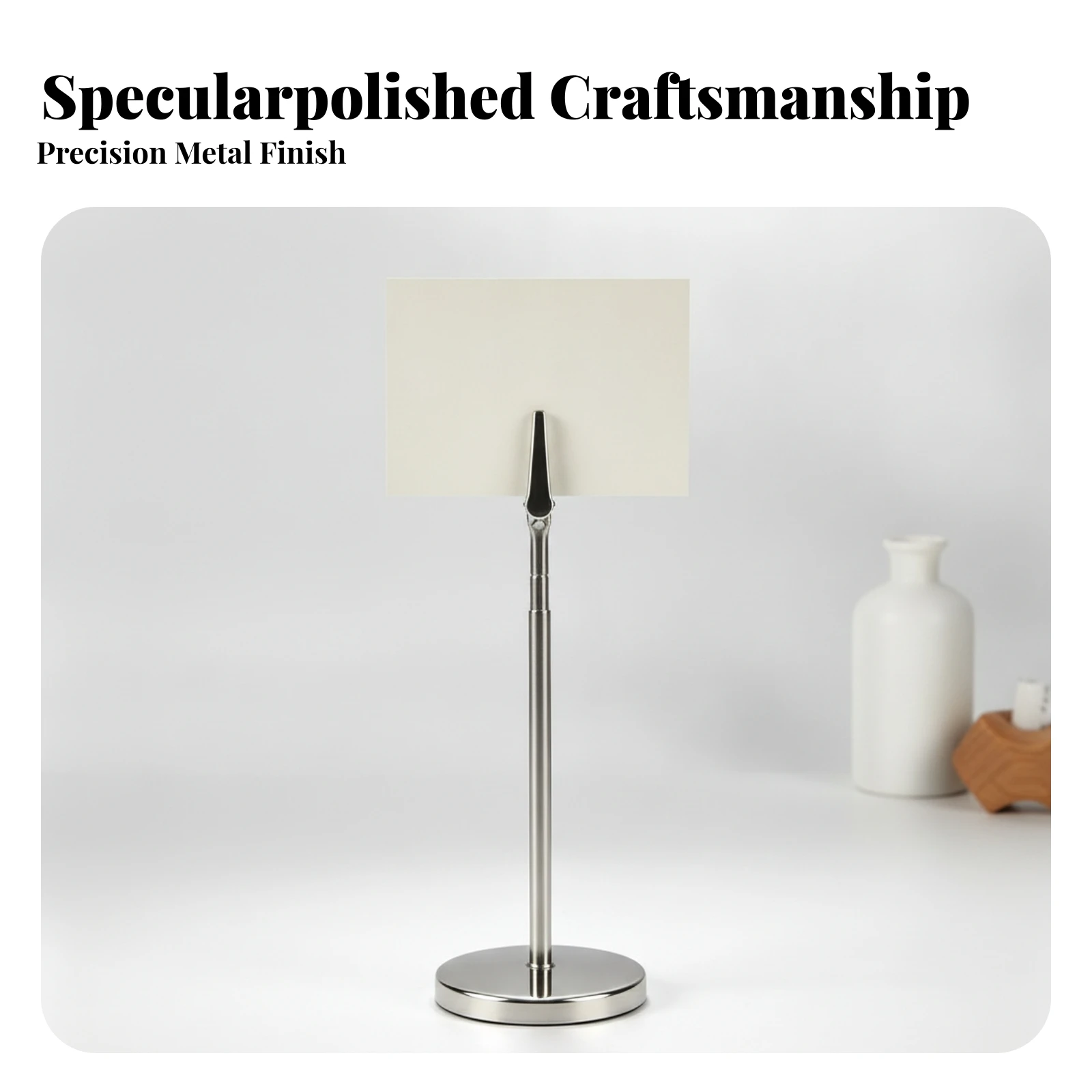 Tabletop Card Holder with Alligator Clip Metal Menu Holder with Telescoping Post Table Sign Stand with Clip Sturdy Space-Saving