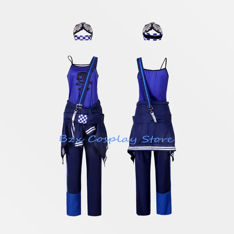 Game Len Cosplay Anime Rin Costume New Singing Blue Uniform Glasses Prop Wig Set Halloween Party Outfit for Woman Man