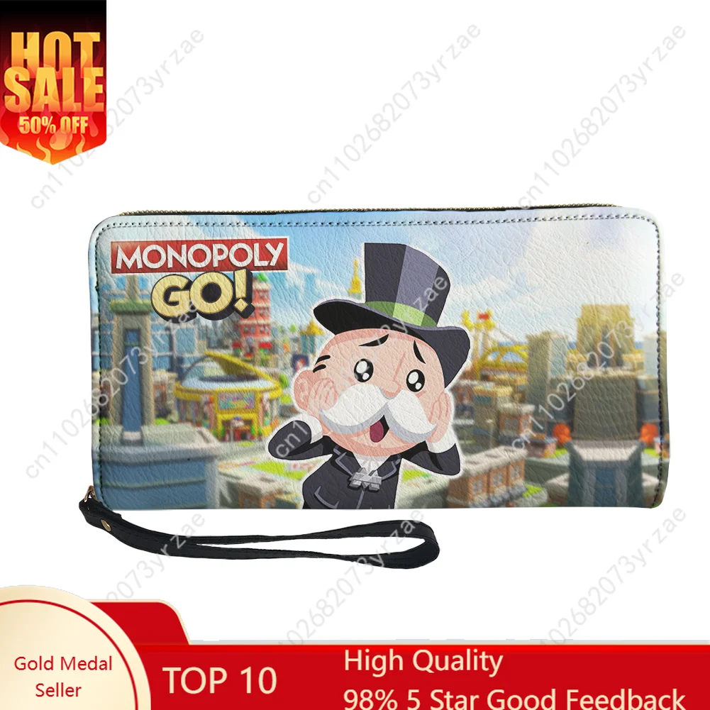 

Monopoly Go! Wallet Mens Womens Teenagers Long Zipper Wallet Double Print Fashion Commuter Patterns Custom Made Purses