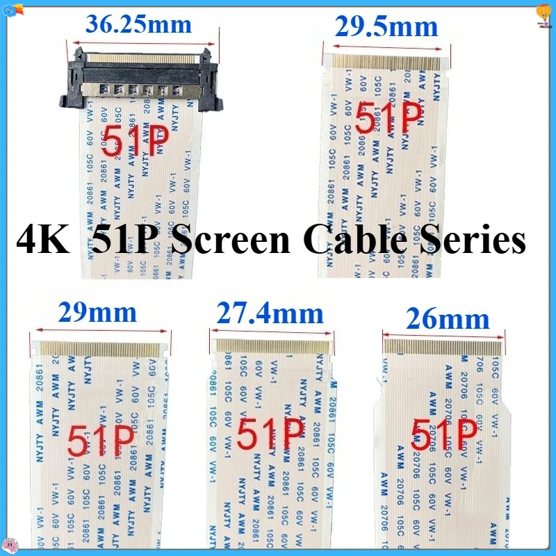 

4K 51/41P HDTV LVDS TV Ribbon Cable AWM 20861 20706 105C 60V VW-1 Compatible with TCL Konka Hisense Skyworth Changhong Haier Sea