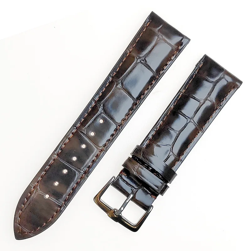 14mm 16mm 18mm 19mm 20mm 21mm 22mm flat end bamboo knot pattern glossy surface, soft and comfortable leather cowhide strap