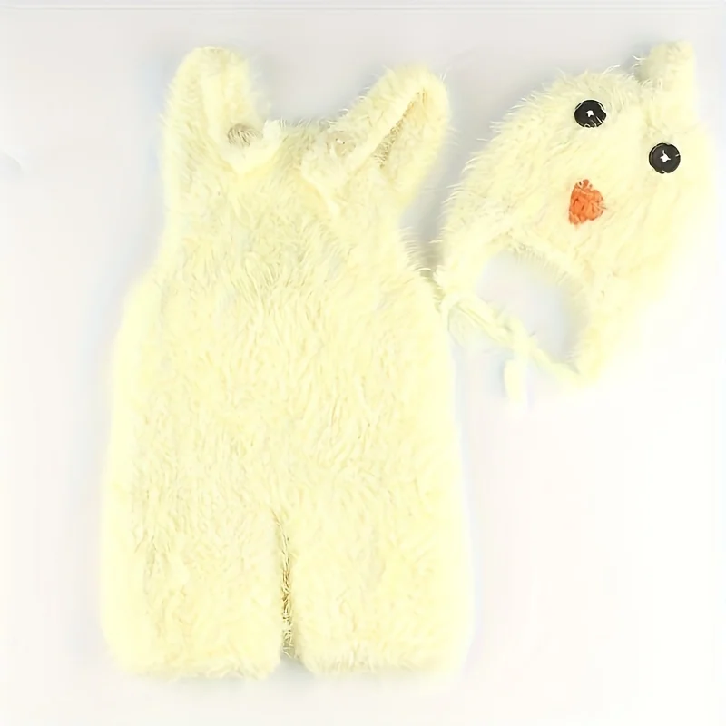 Cute Chick Costume Knitted Crochet Romper Hat Newborn Photography Outfit  Accessories Baby Photoshoot Outfit Accessories