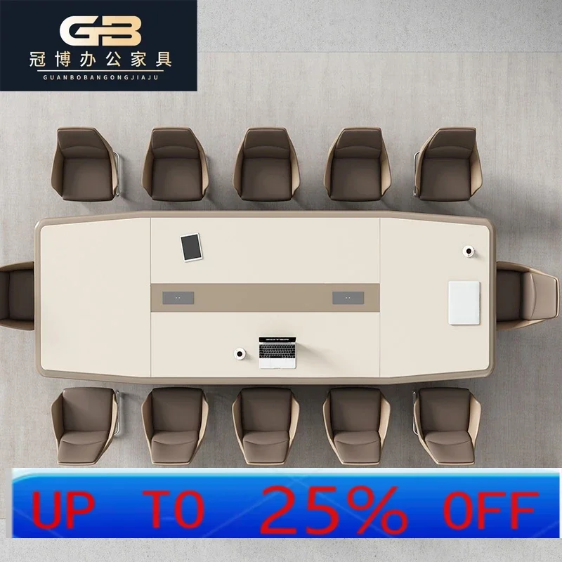 

CX paint conference bench table and chair combination simple modern office high-end atmosphere large strip negotiation table