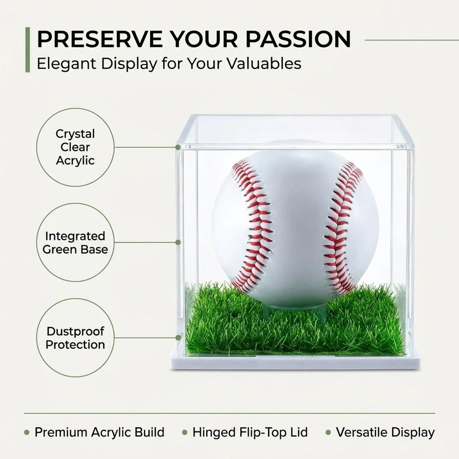 Baseball Show Case Protection Dustproof Acrylic Ball Holder Storage for Custom Baseball Memorabilia