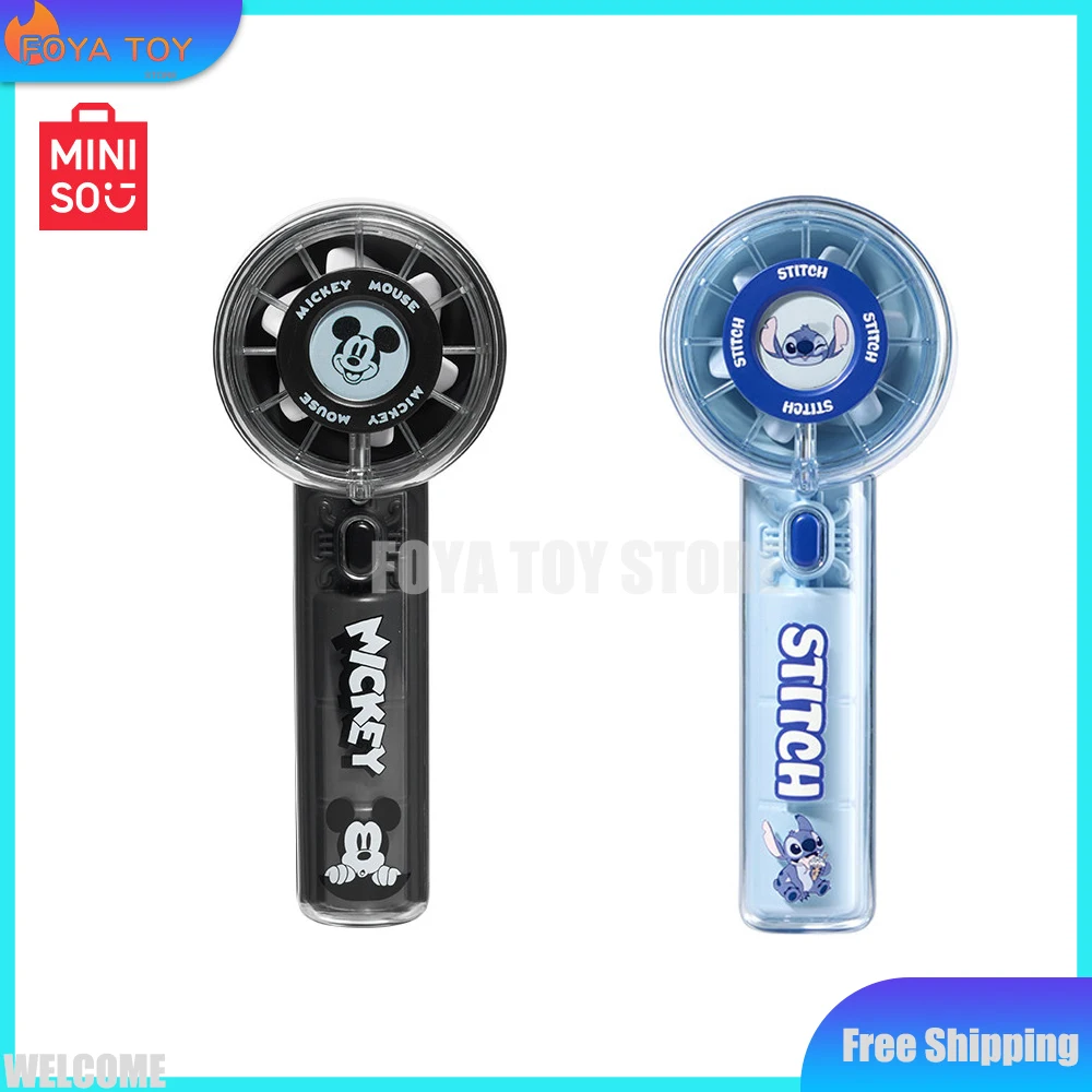 Nouveau ventilateur portable MINISO Mickey original, figurine d'anime, mini ventilateur turbo portable, mignon, dessin animé, accessoire d'anime, cadeaux d'anniversaire