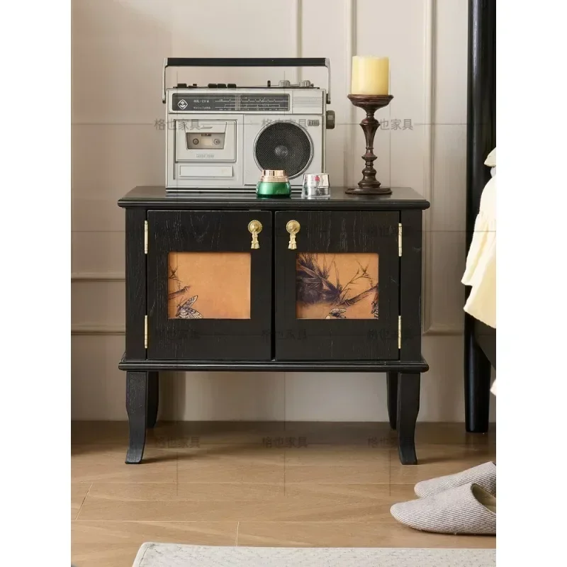 AASolid Wood Xiangyun Silk Mid-Ancient Style Light Luxury Style Drawer Storage Vintage Bedroom Storage Cabinet