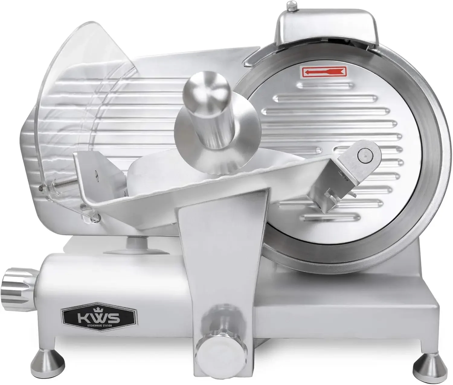 MS-10ES All Metal 320W Electric Meat Slicer 10-Inch with 304 Stainless Steel Blade & Extended Back Space, Frozen Meat/Cheese/Foo