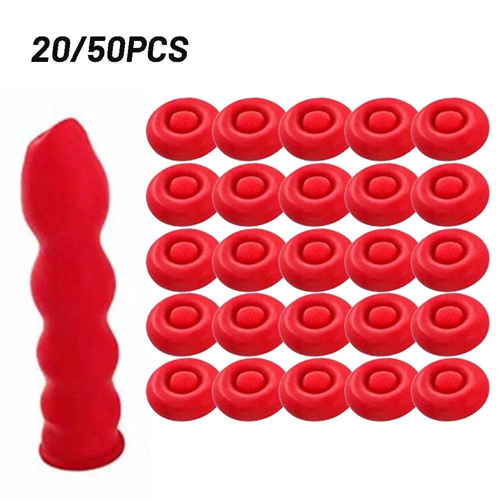 20 50pcs Caulking Nozzles Cap Red Caulk Saving Caulk Glue Tip Sealing Cap For Sealing And Preserving Leakproof Sleeve Tool