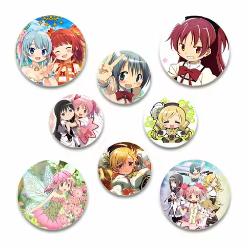 58/44/32mm Puella Magi Madoka Magica Anime Cartoon Character Lapel Pin Creative Round Brooch Badge for Backpack Accessories Gift