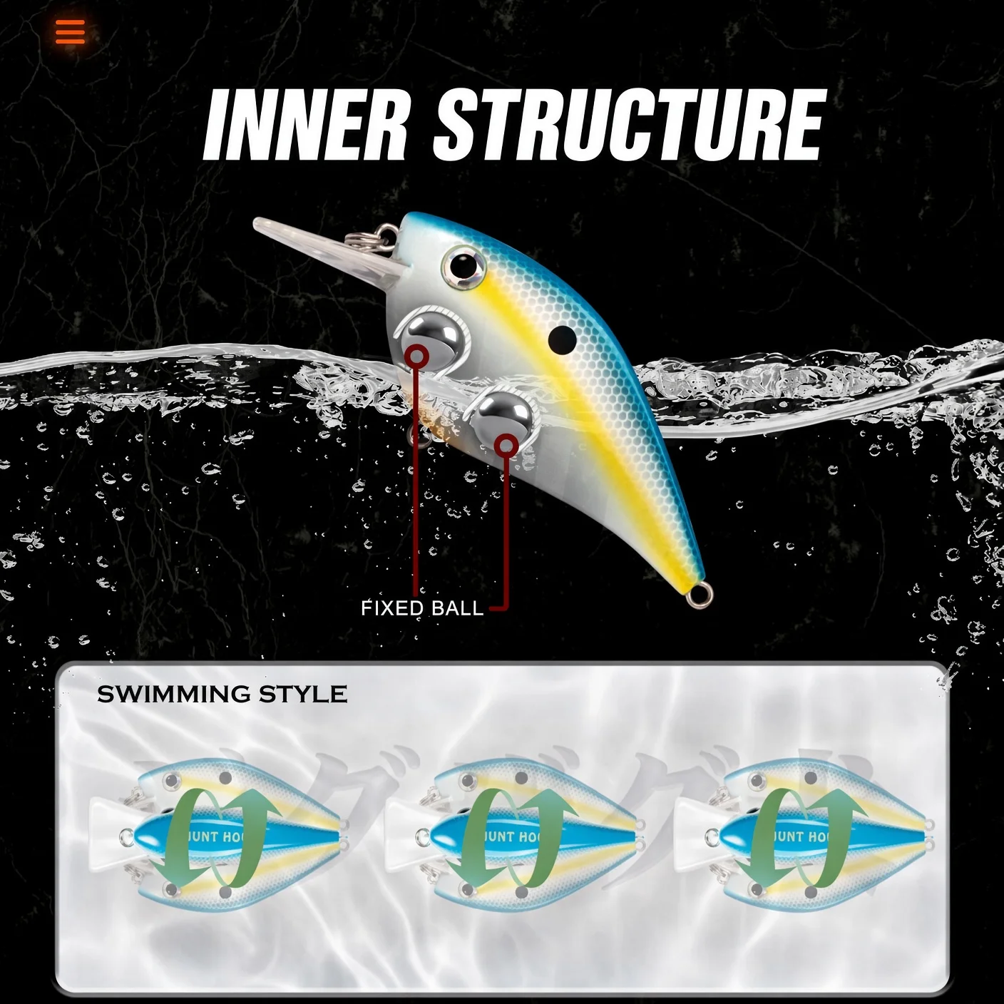 Hunthouse Squarebill Crankbait 65mm 16,5g Schwimm Angeln Locken Kurbel Köder Harte Köder Für Bass Hecht Angeln Süßwasser LW902 – Detail 6
