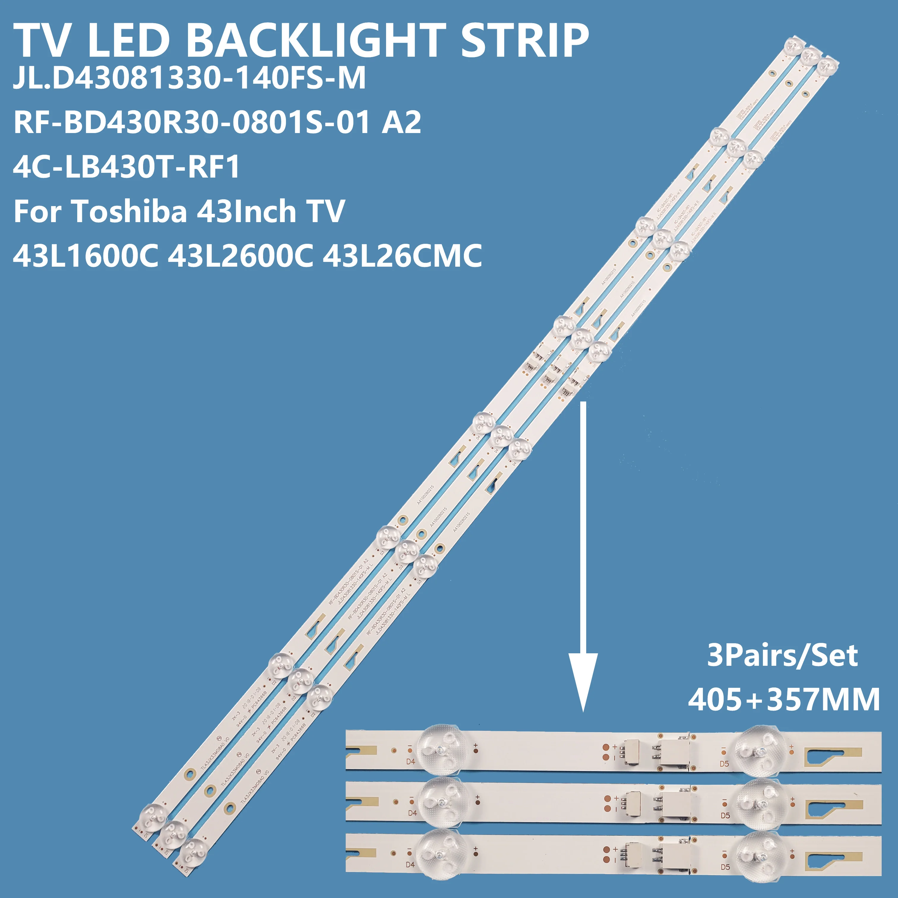 43 inch Backlight JL.D43081330-140FS-M for Toshiba TV 43L2600C 43L26CMC L42E9600 Retroiluminacin LED Para Strips