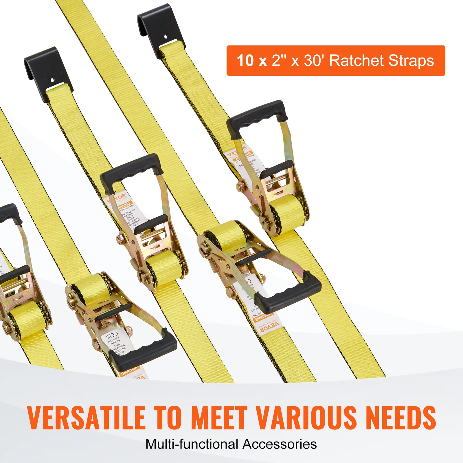 Imagem -05 - Vevor-ratchet Tie Down Straps Trilha para Serviço Pesado Acessórios de Mola para Mover a Motocicleta de Carga 10000lbs 10 Pcs