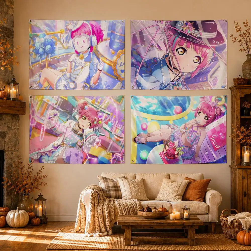 Virtual Idol Rina Tennoji Flags Flags for Room, Bedroom, Home, Outdoor, Wall Hanging, Concert Print, Art Banner