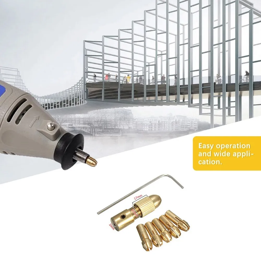 Brand New Electric Drill Bit Kit Drill Collet Size 0.5mm-3mm Gold 0.5-3mm 1* Electric Grinder Cap 1*Handle Brass