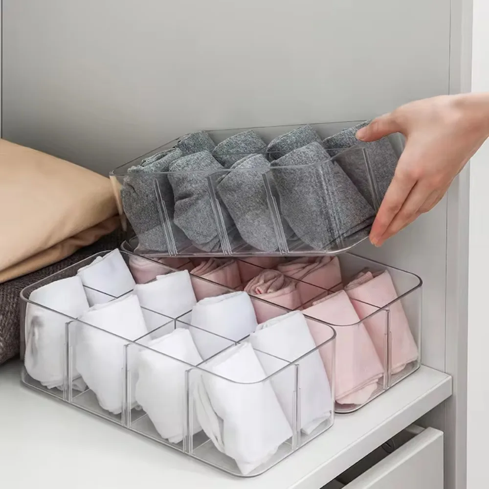 4/8 Grids Underwear Storage Box Clear Multifunctional Underwear Storage Drawer Thicken Acrylic Acrylic Organizer Underwear