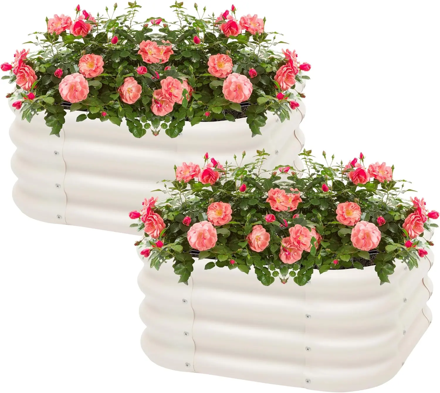 

Комплект из 2 оцинкованных садовых кроватей размером 2x1 футов, уличная кашпо, металлический ящик для цветов для садоводства и посадки