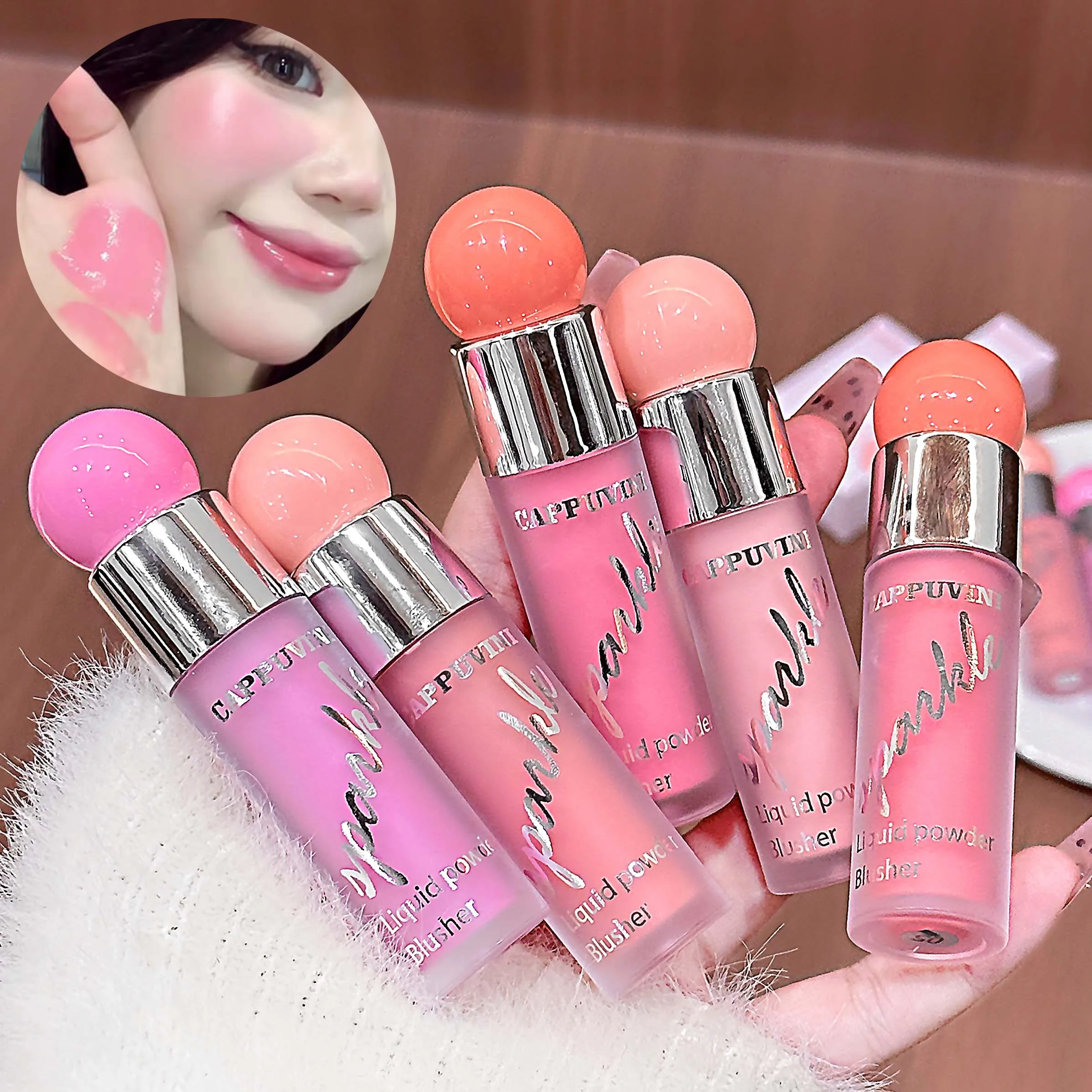 Vitality Pink Watery Liquid Blusher Moisturizing Blush Rouge Long-Lasting Makeup Easy to Blend for Brightening Complexion