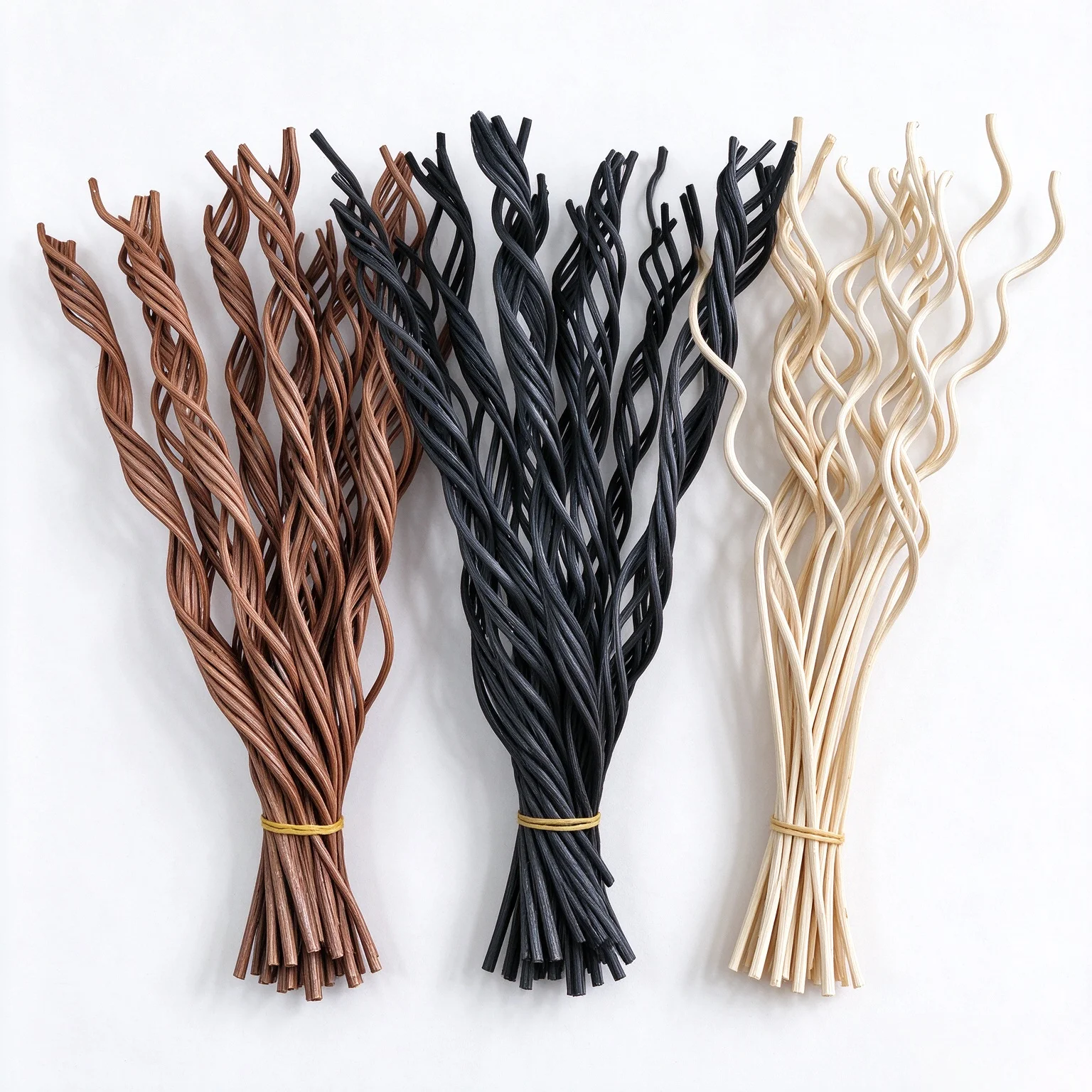 10Pcs Long Wavy Rattan Diffuser Sticks Natural Brown Gray Replacement Refill Rods Home Fragrance Aromatherapy Accessories