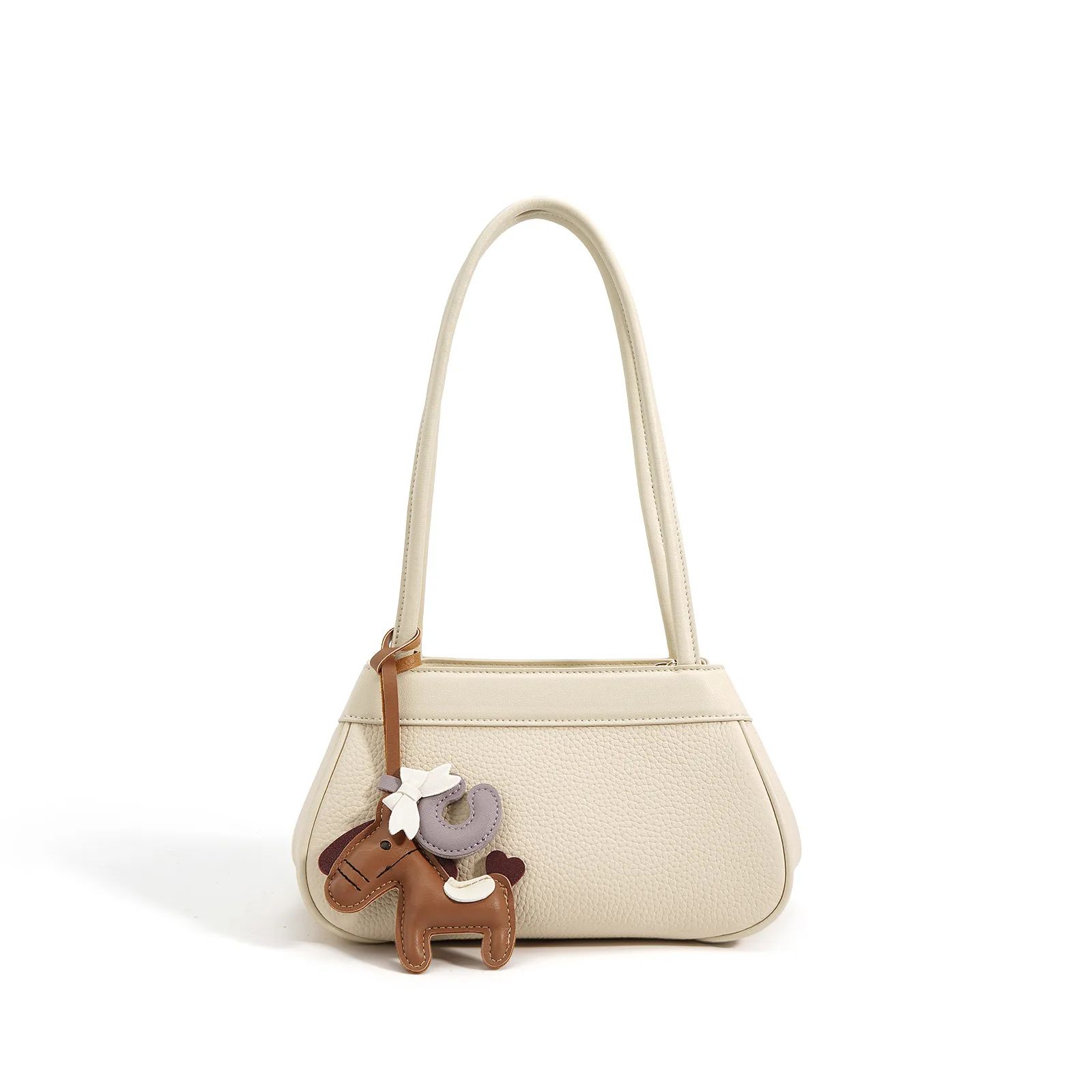 

Niche design Korean version underarm bag Baguette bun top layer cowhide texture handbag single shoulder crossbody bag female