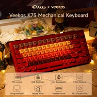 AKKO 5075 X Veekos K75 Teclado mecánico para juegos 75% RGB 3/5 pines Teclado personalizado con cable de intercambio en caliente con junta de perilla