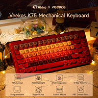 AKKO 5075 X Veekos K75 Gaming Mechanical Keyboard Keyboard 75% RGB 3/5-Pin Hot Swap Wired Customized Keyboard with Knob Gasket