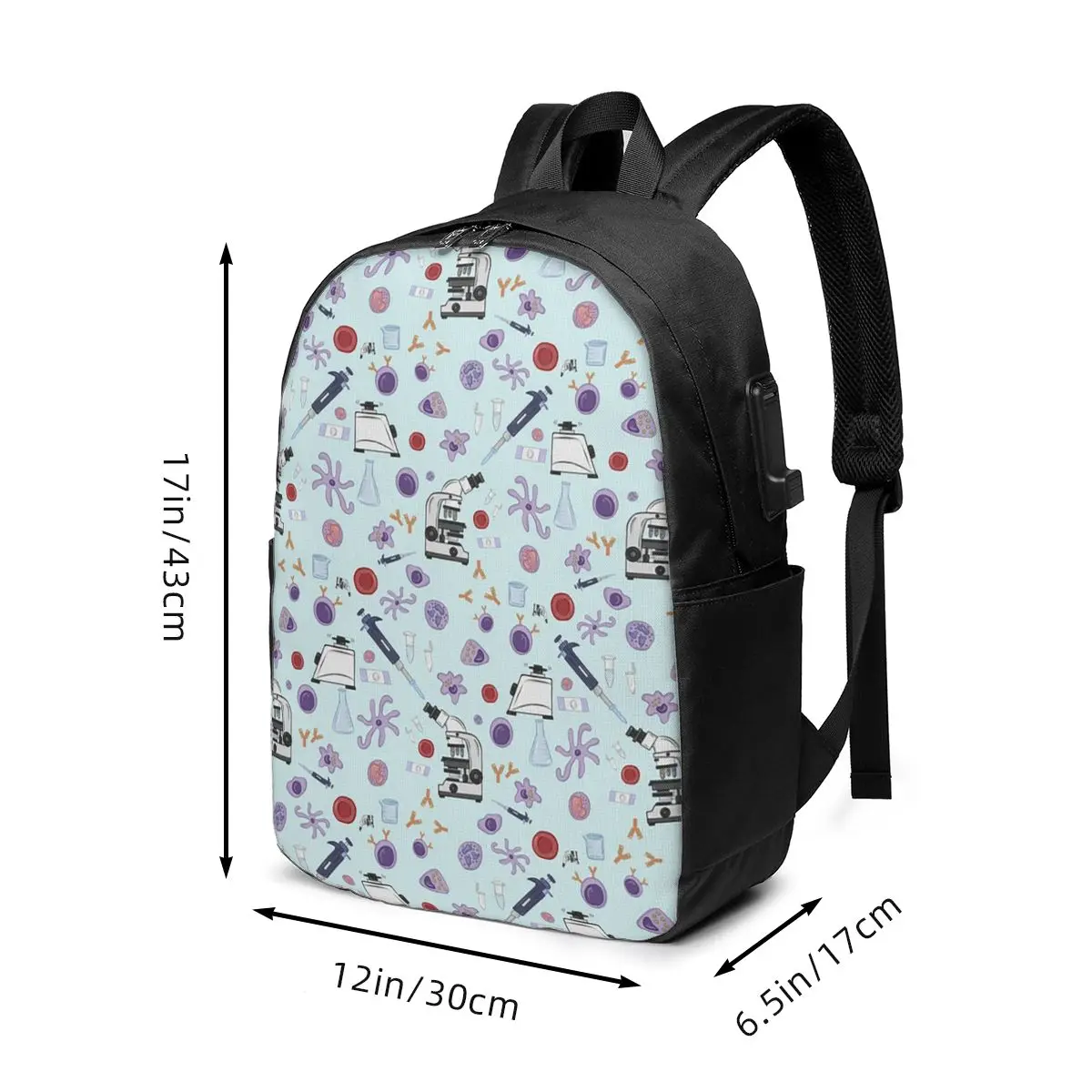 Hematology Blood Cell Design Backpack Travel Notebook Bag Computer College Student School Bag Laptop Shoulder Bags for Men Women