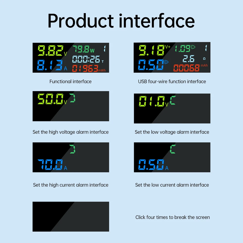 Type-C Tester DC Digital Voltmeter Amperimetro Current Voltage Meter Amp Volt Ammeter Detector Power Bank Charger Indicator 0-8A