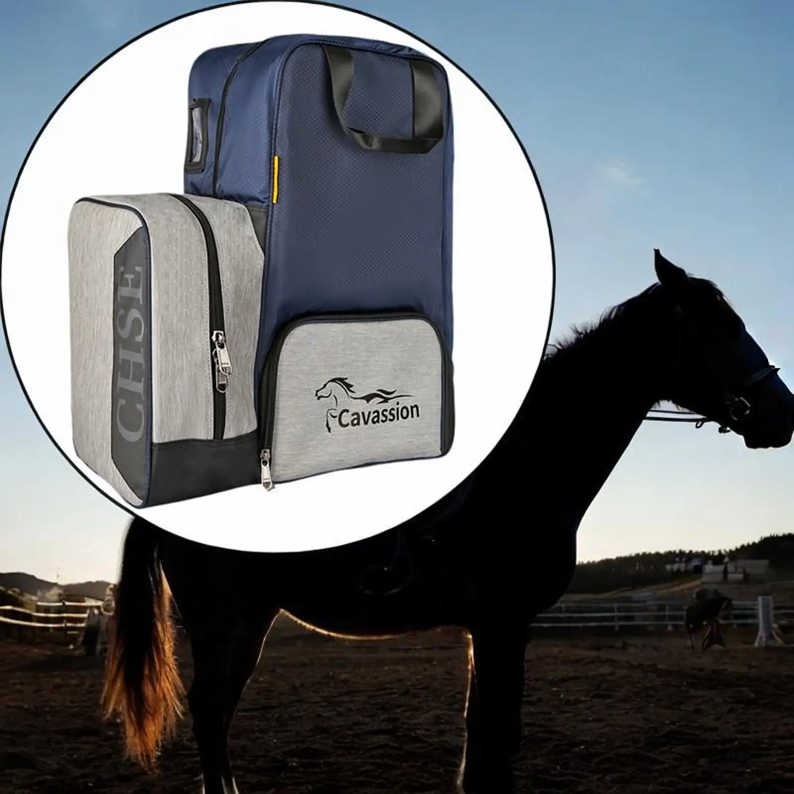 Equestrian Horse Riding Bag, Boots Bag, Versátil Zipper Closure para Day Trips