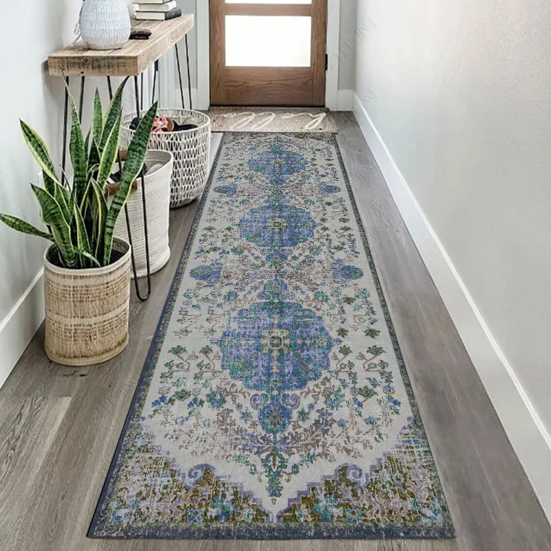 VIKAMA Bohemian Corridor Carpet Hotel Passageway Anti-slip Floor Mat Washable and Durable Kitchen Stair Carpet Home Decoration