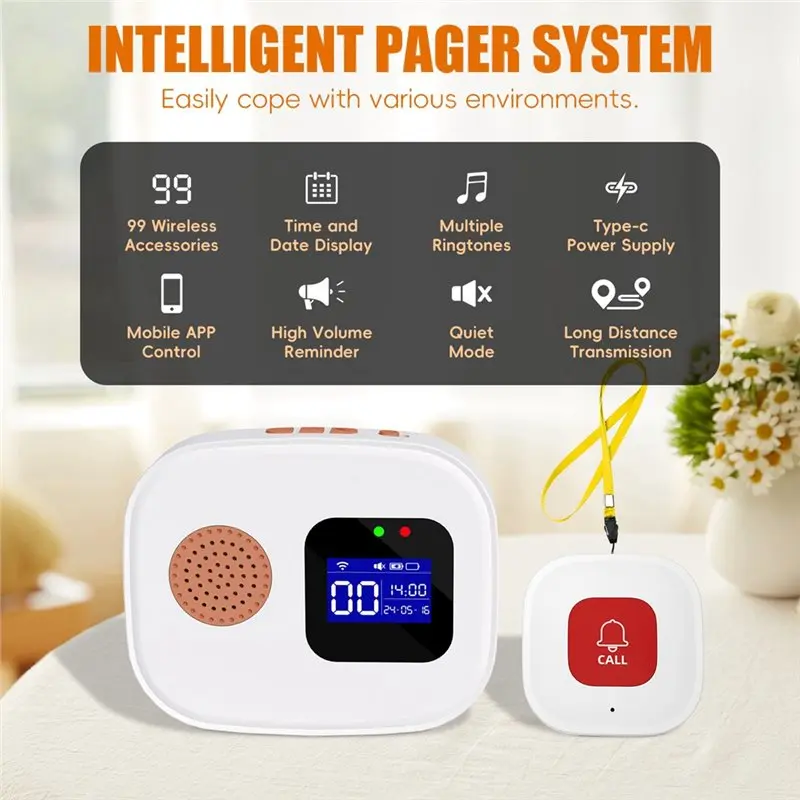 [LXYA68Z!] Tuya Wifi Wireless Emergency Alert Call Button System For Seniors Patients In Hospitals Caregiver Pager Functionality