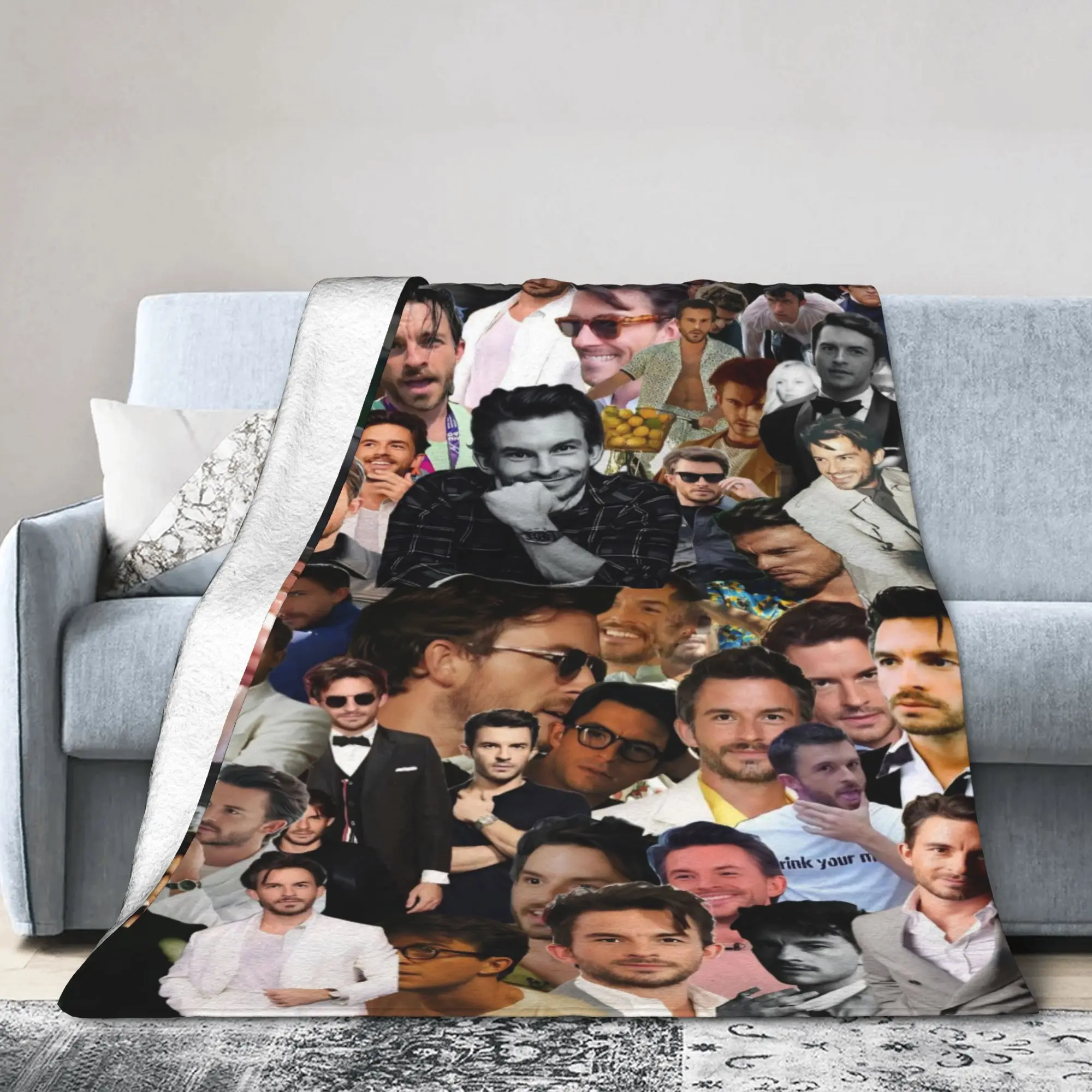 Jonathan Bailey Actor Flannel Throw Blanket Comedy Blankets for Sofa Travel Warm Plush Thin Quilt