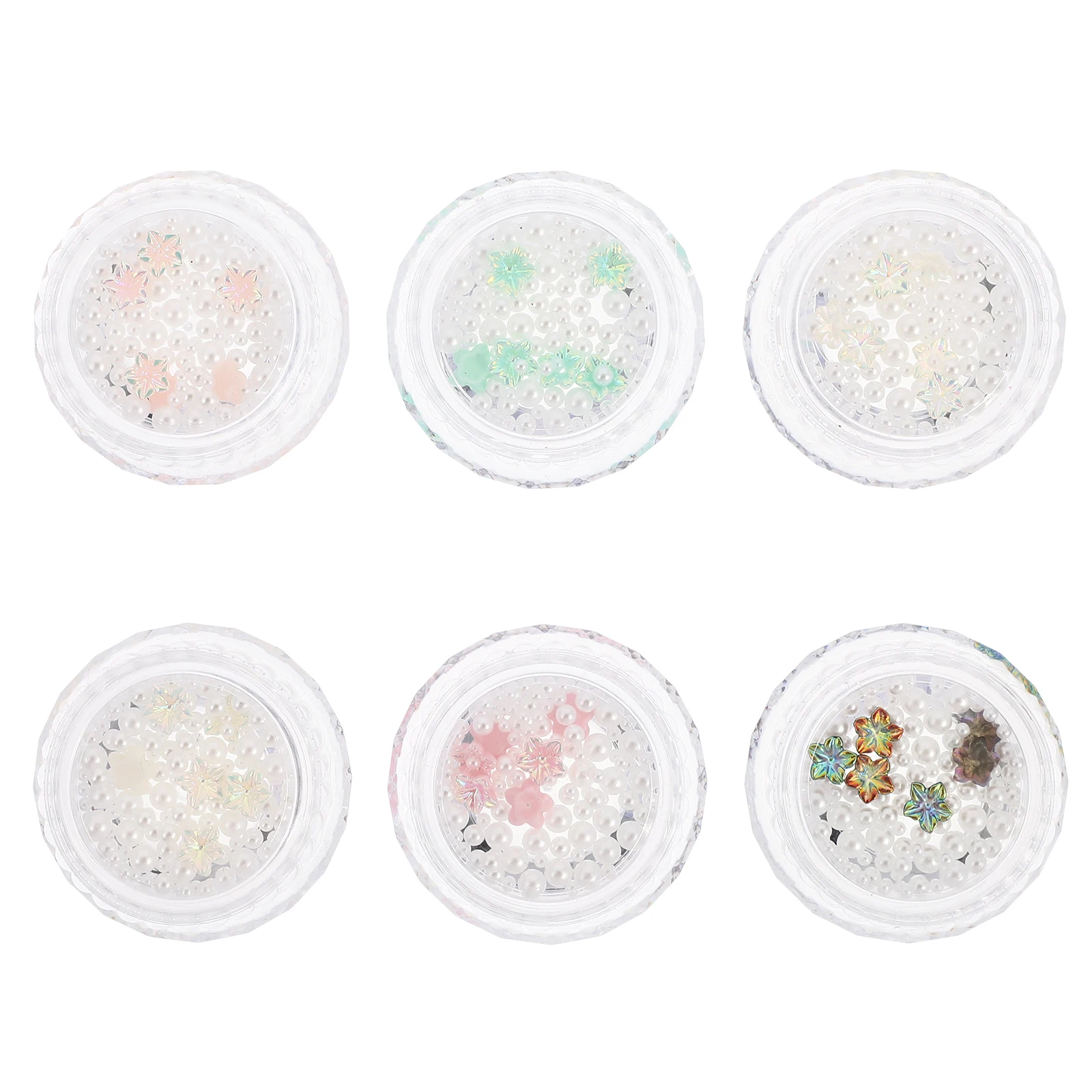 

6 Boxes Nail Decors Plastic Exquisite naments Decorative Charms Salon Supplies Bright Color Details H made