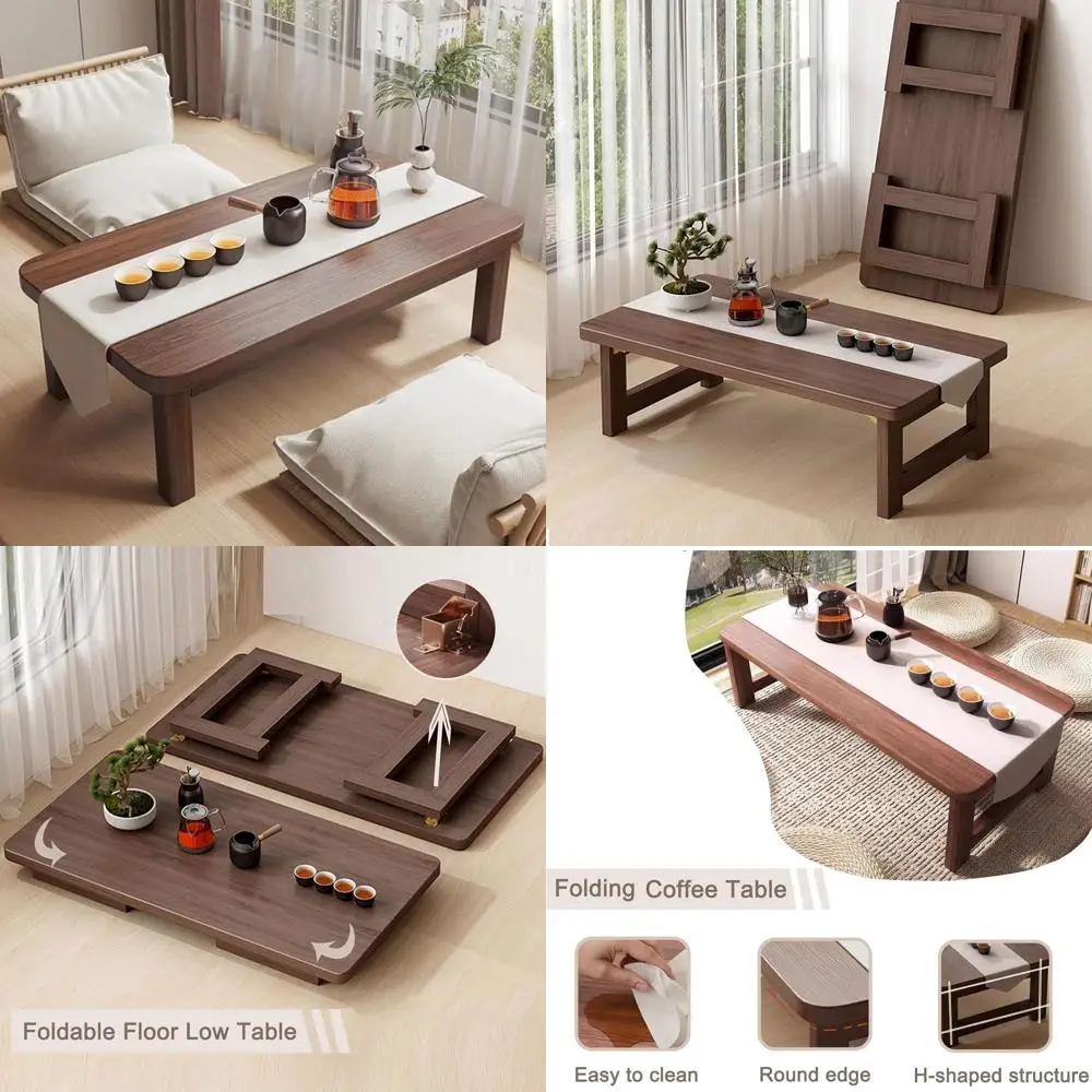 

Портативный складной бамбуковый чайный столик для медитации и обедов на полу, 31.5x19x13.7 дюймов