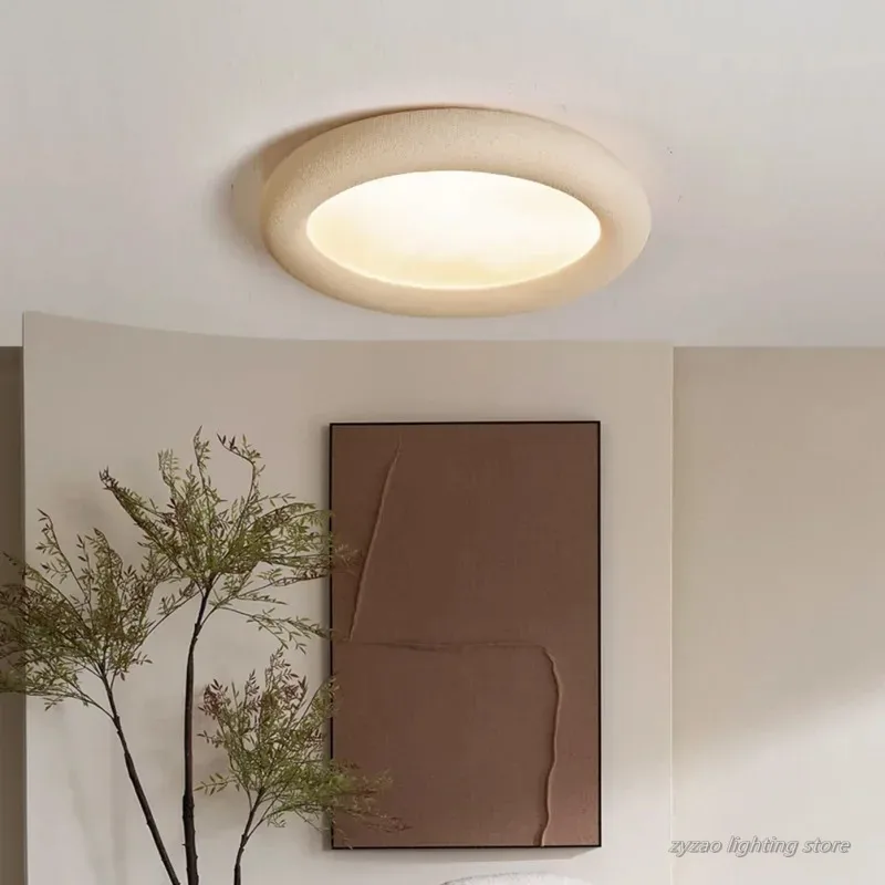 Wabi Sabi Simple Ceiling Lamp LED Cloud Round Decor Ceiling Light for Living Room Bedroom Baby Room Restaurant Eye-care Lighting